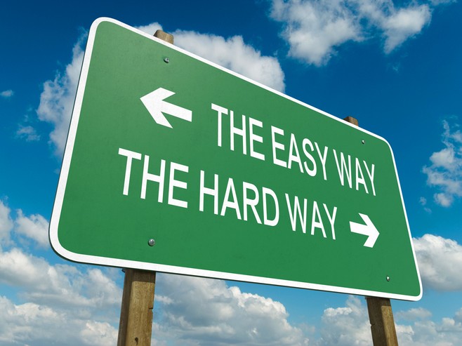 EINFACHHEIT Schild Easy way oder Hard was - Blog simply-good-coaching.de